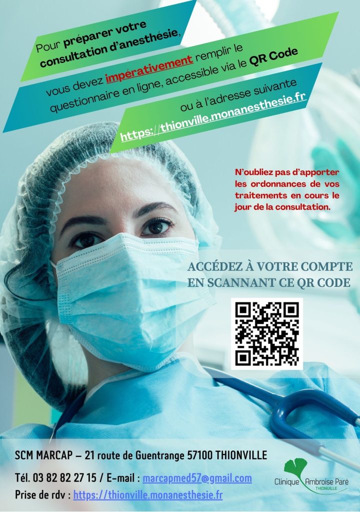 Clinique Ambroise Paré Flyer anesthésie